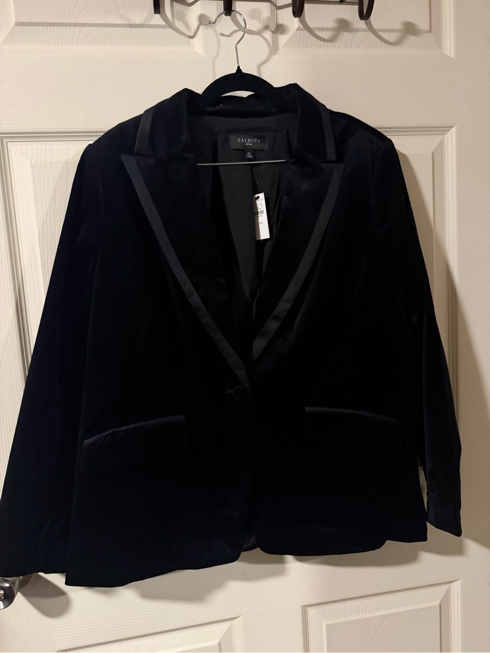 Talbots Black Velvet Blazer Jacket, Size 16P